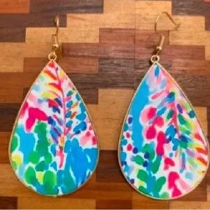 Lilly Pulitzer Inspired Earrings, Tropical Beach Earrings, Vacation Earrings
